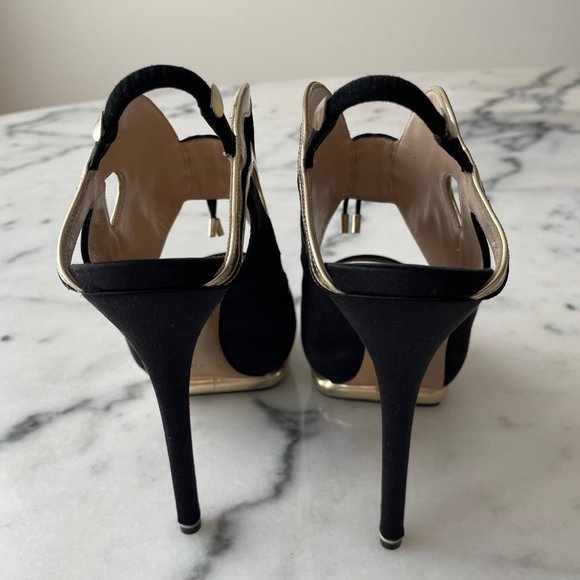 Nicholas Kirkwood Satin, Leather and Velvet Slingback Platform Sandals - Picture 5 of 12